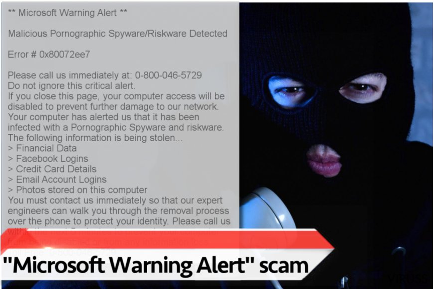 "Microsoft Warning Alert" vīrusa attēls