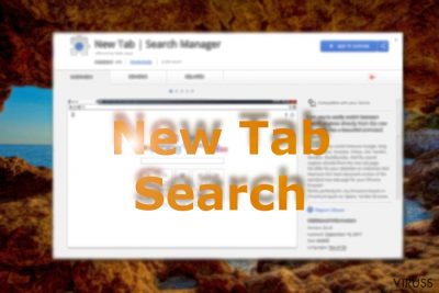 Attēls, kurā Chrome tiešsaistes vaikalā ir redzams New Tab Search